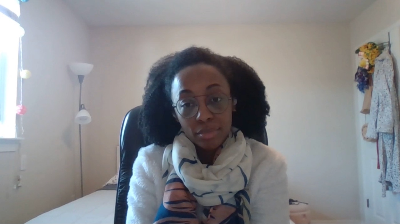 Ana Carolina on a video call